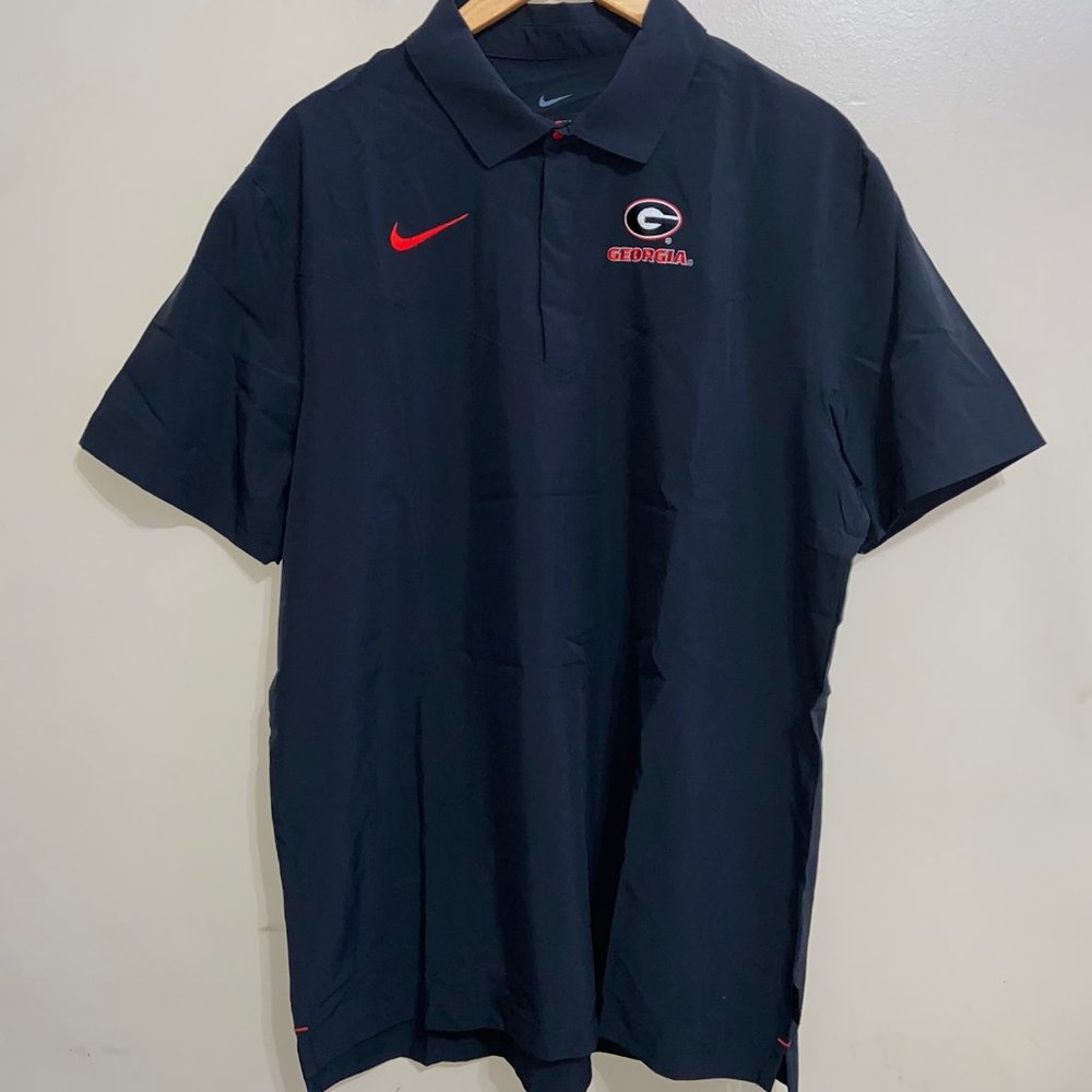 Nike UGA Georgia Bulldogs Football Sideline Polo Shirt Black DN5615-010 Mens